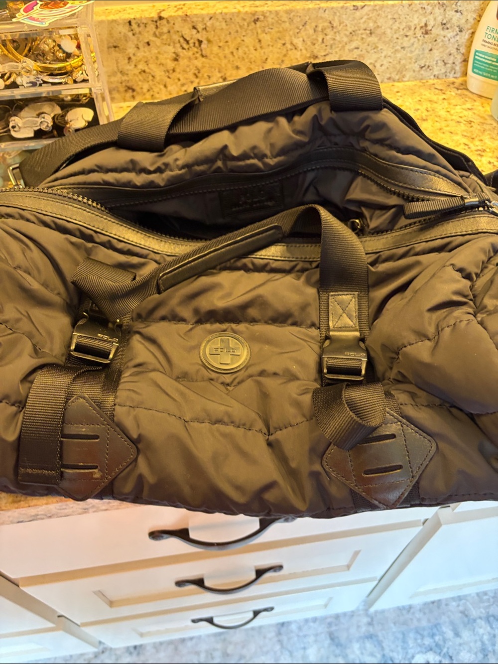 Polo by Ralph Lauren Black Quilted Men's Duffel Bag